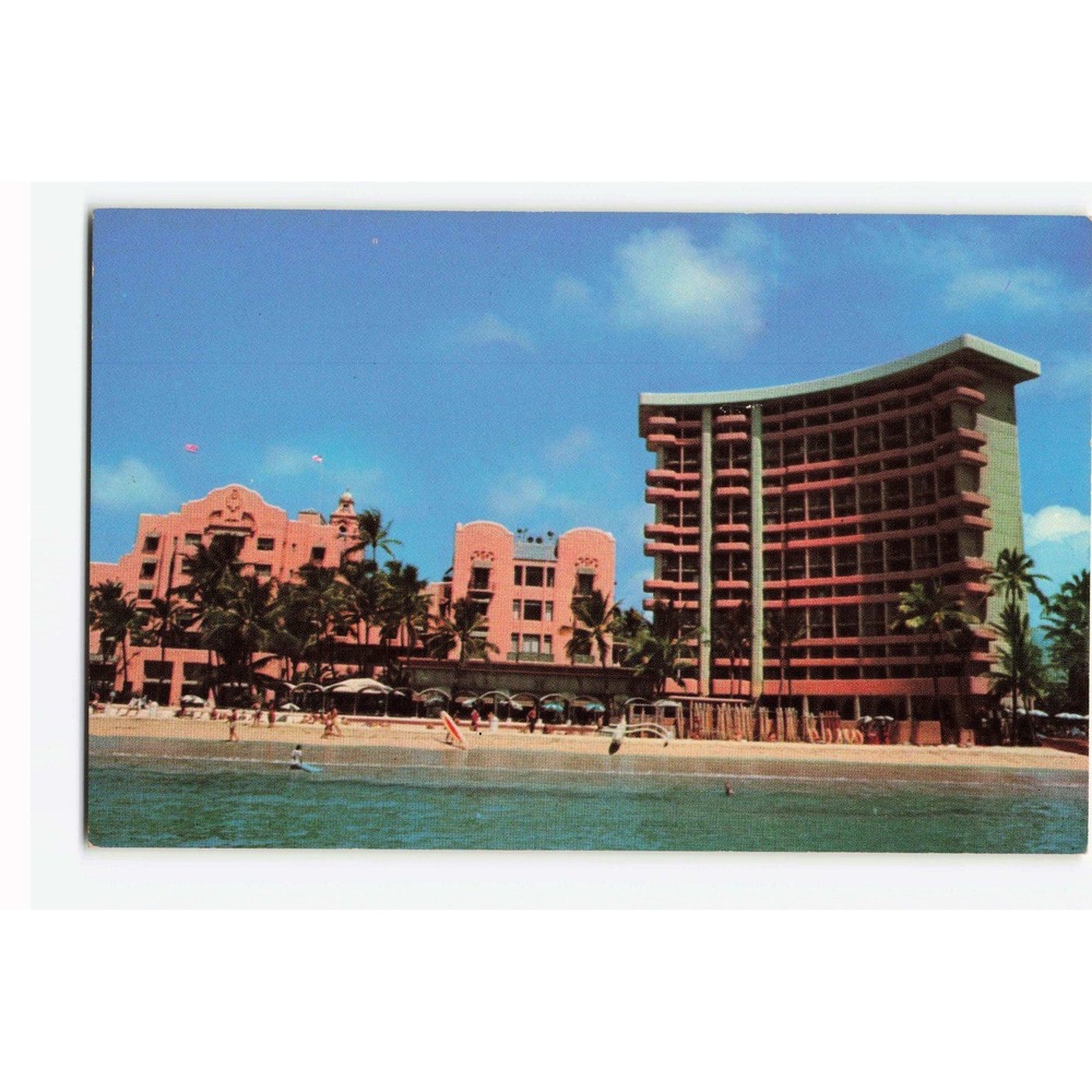 Vintage Royal Hawaiian Hotel Postcard Waikiki Beach Pink Palace Sheraton Hawaii